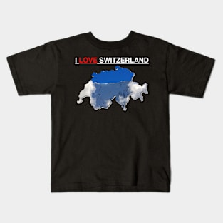 I Love Switzerland Snow Capped Mountain Kids T-Shirt